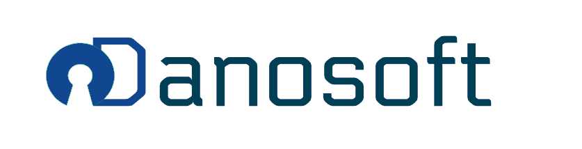 Danosoft logo i blå og sort
