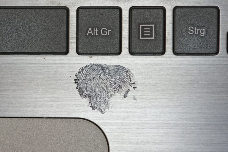 Windows keyboard with a fingerprint indicates Danosoft GDPR